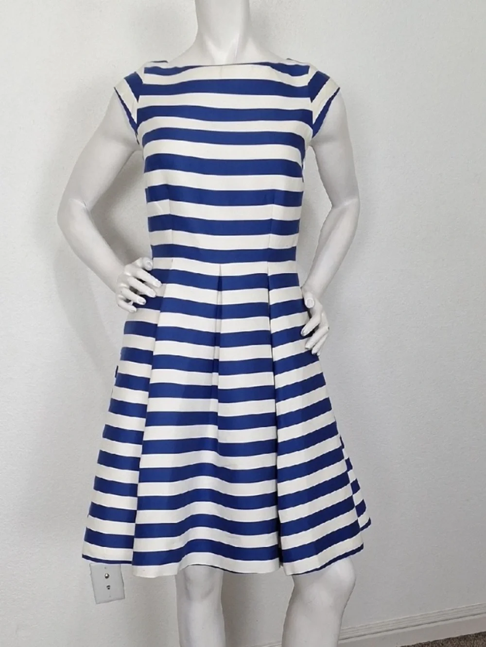 Kate Spade Blue White Mariella Striped Business Casual Fit & Flare Dress Size 4